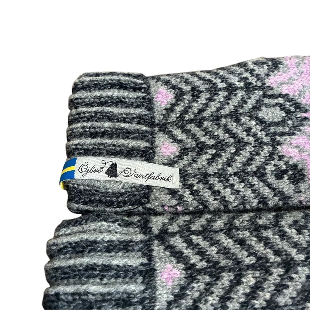 Ojbro Vantfabrik Womens Merino Wool Fager Print Mittens Swedish Made Winter
